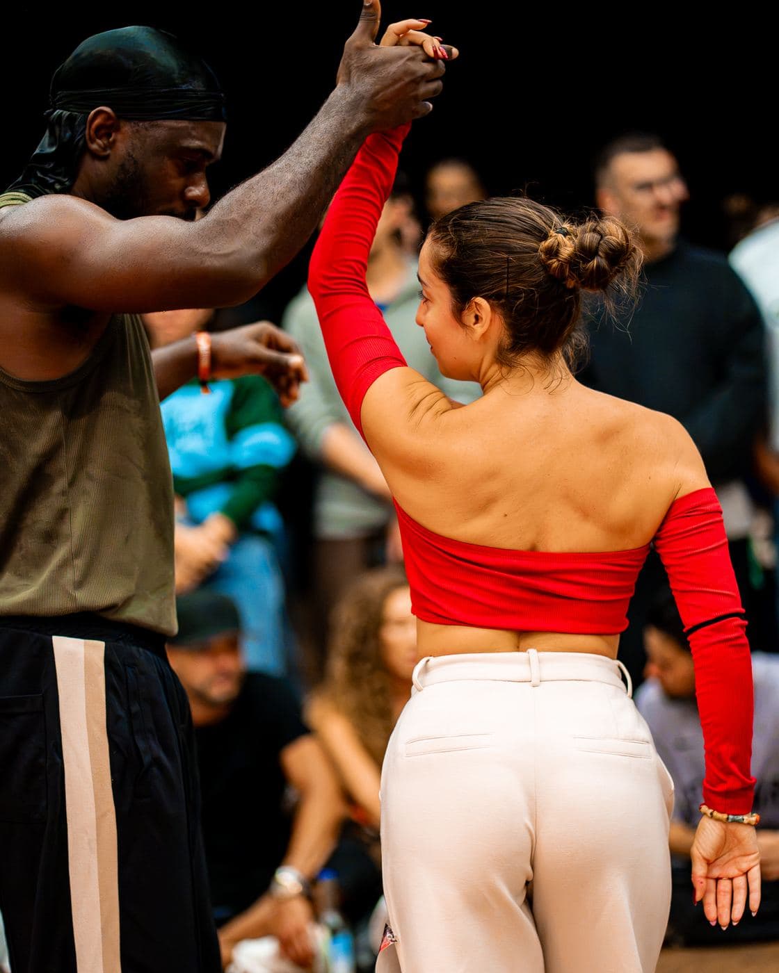 A couple dancing in the Friday competition